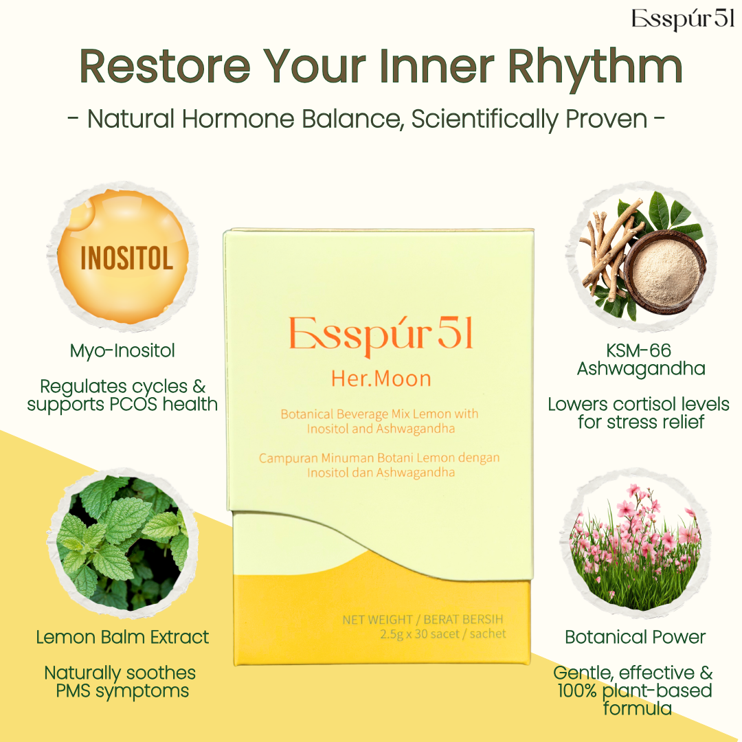 SET B - Her.Moon x 2 boxes (60 sachets) + Free Hormone Cream x 1